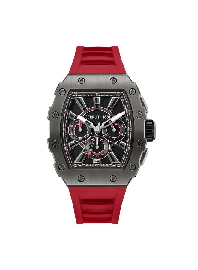 CERRUTI 1881 Gubbio Black Dial Silicone Strap Chronograph Watch for Men, 43.5mm